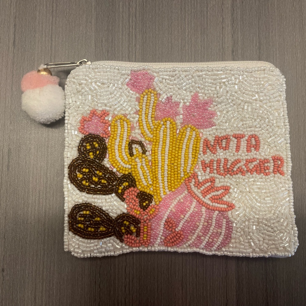 NWOT Beaded Cactus ‘Not A Hugger’ Pouch